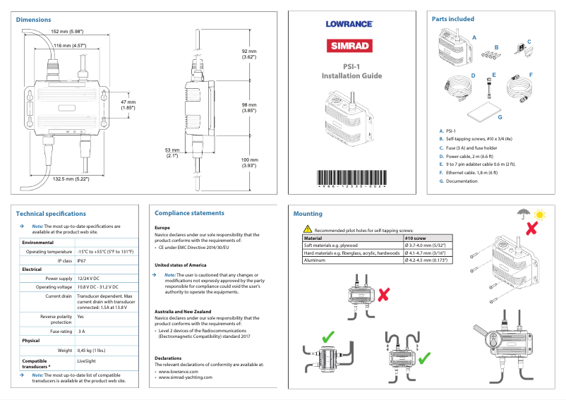 First page image of the manual for PSI-1