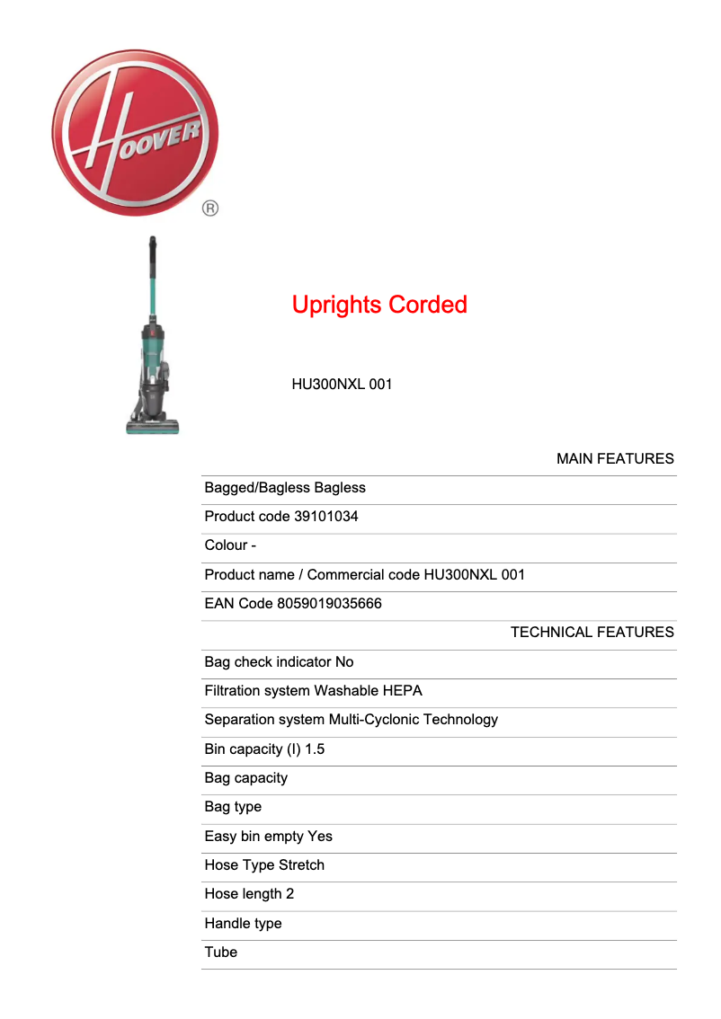 First page image of the manual for H-Upright 300 HU300NXL 001
