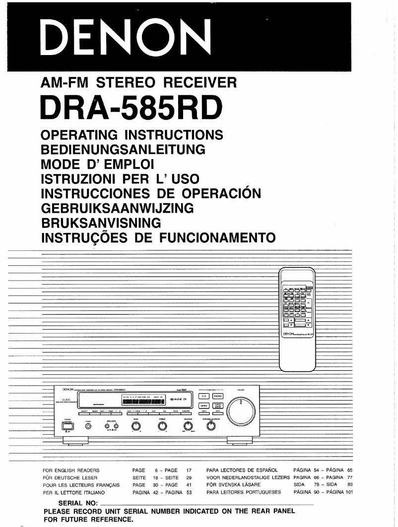 First page image of the manual for DRA-585RD