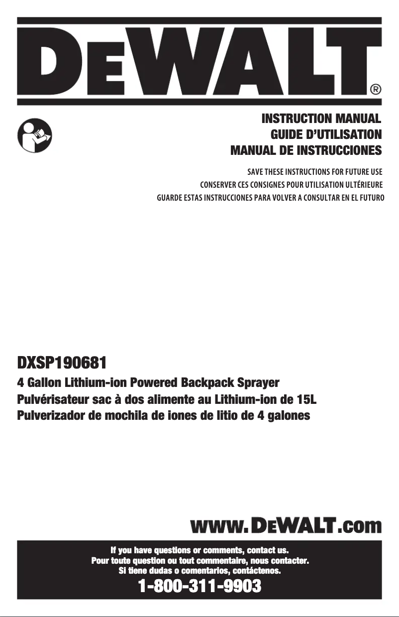 Page 1 of the manual User Manual DeWalt DXSP190681