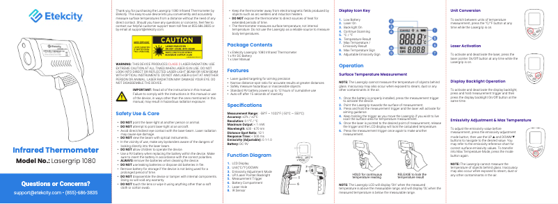 First page image of the manual for Lasergrip 1080