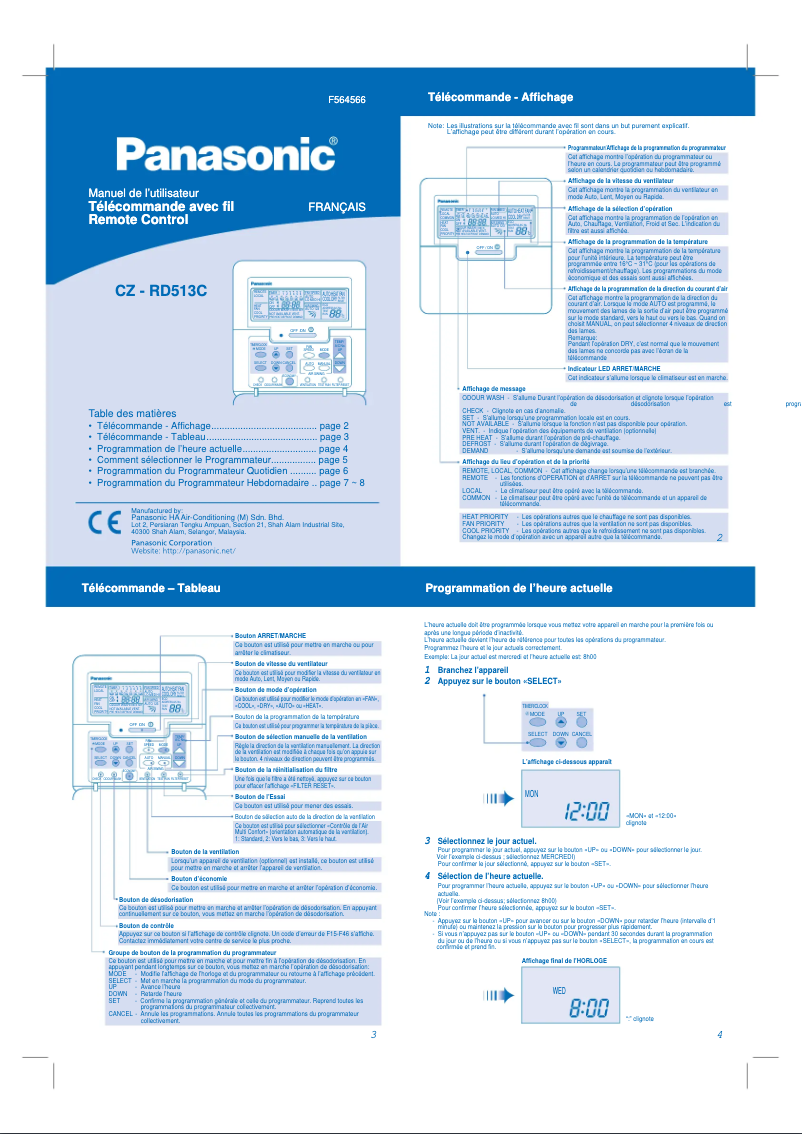 First page image of the manual for CZ-RD513C