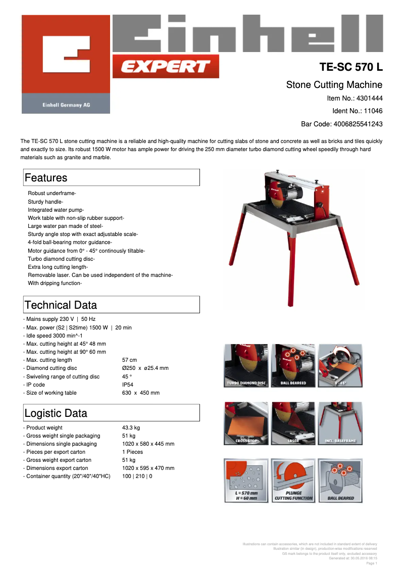 First page image of the manual for TE-SC 570 L