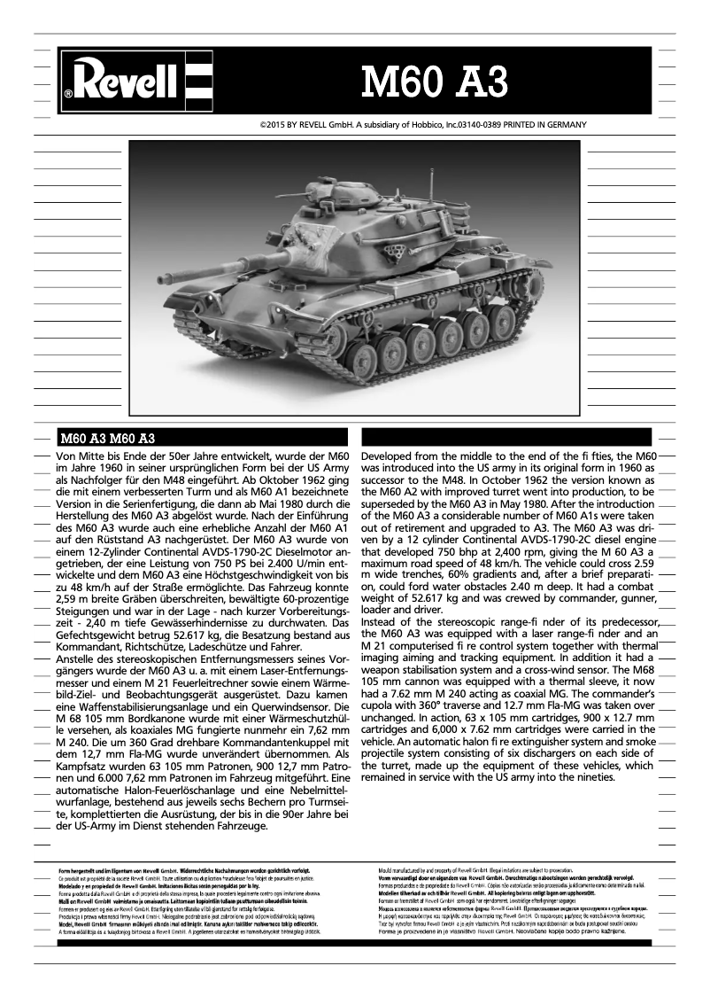 Page 1 of the manual User Manual Revell M60 A3