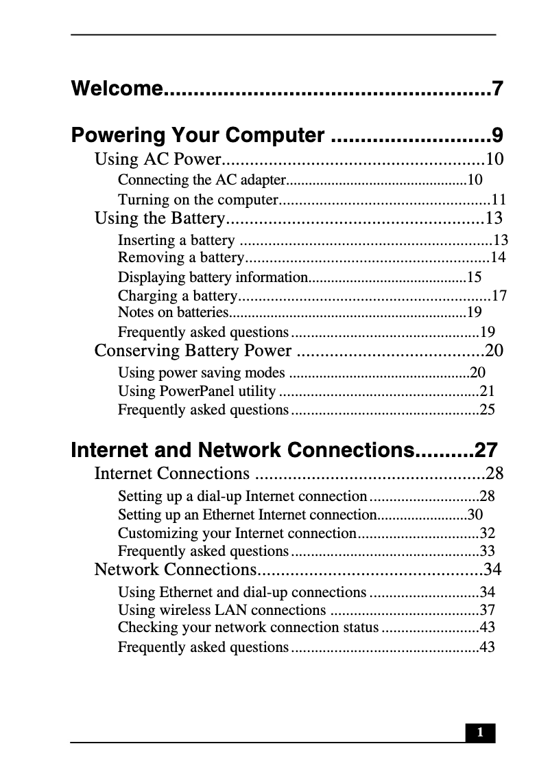 Page 1 of the manual User Manual Sony Vaio PCG-NV290