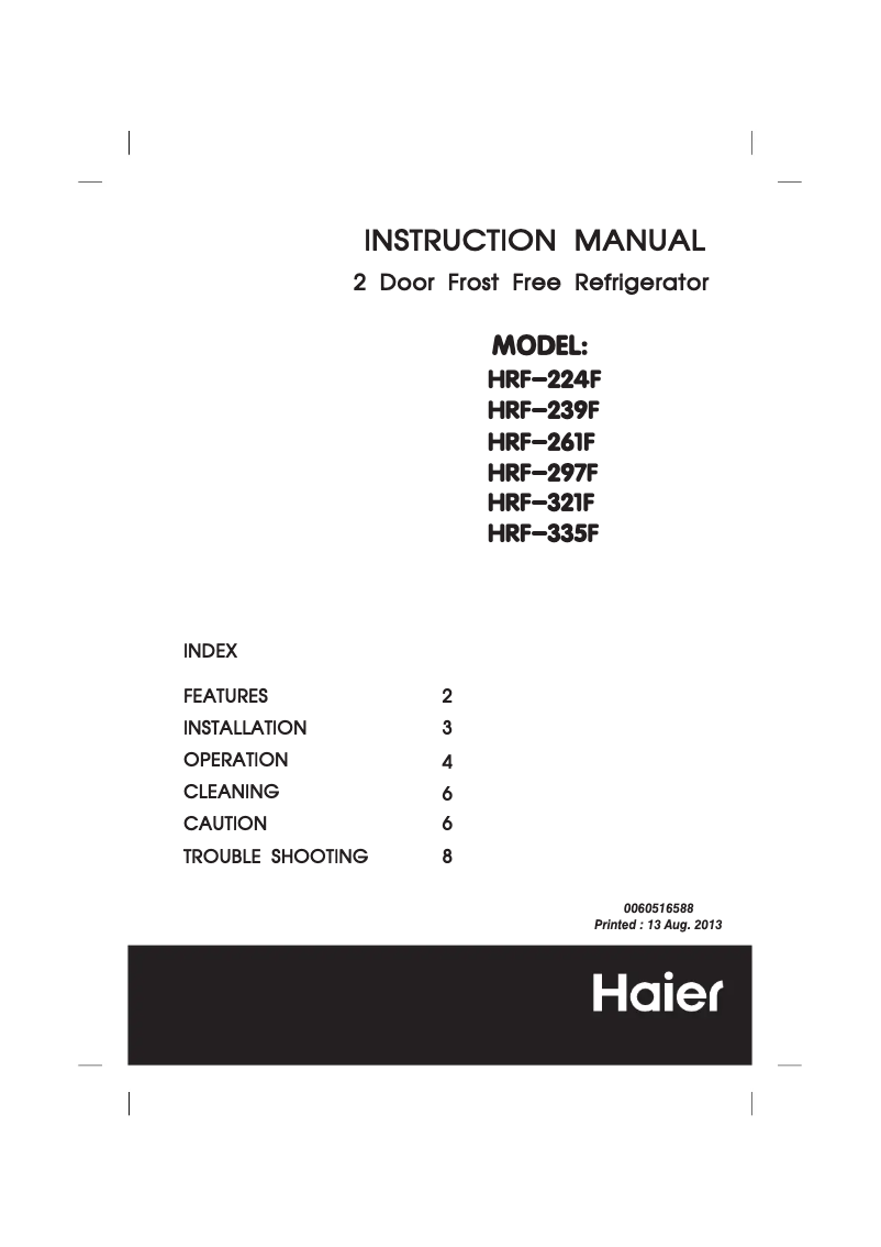 Page 1 of the manual User Manual Haier HRF-335FS