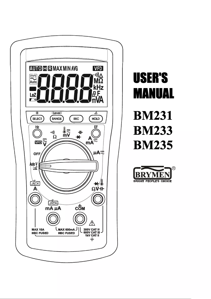 First page image of the manual for BM231