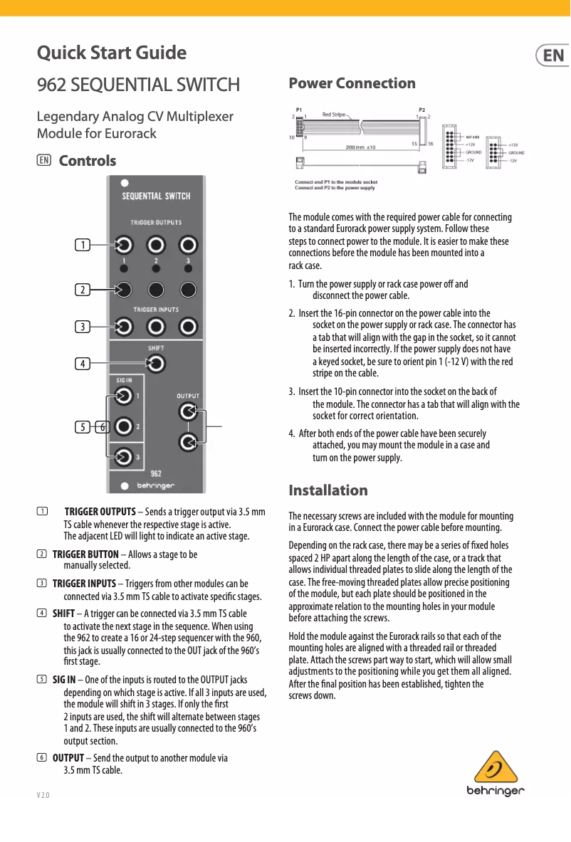 First page image of the manual for 962 Sequential Switch