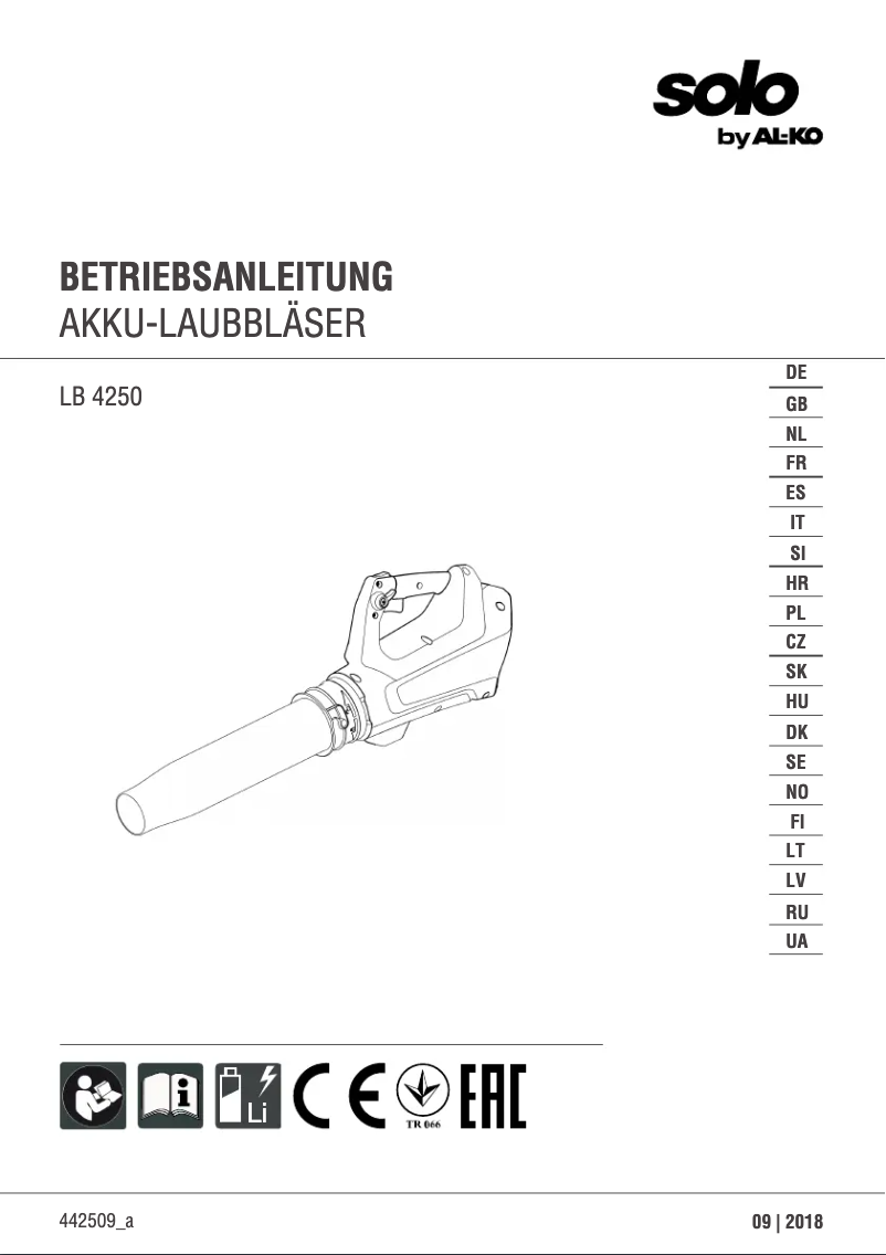 Page 1 de la notice Manuel utilisateur AL-KO Solo LB 4250