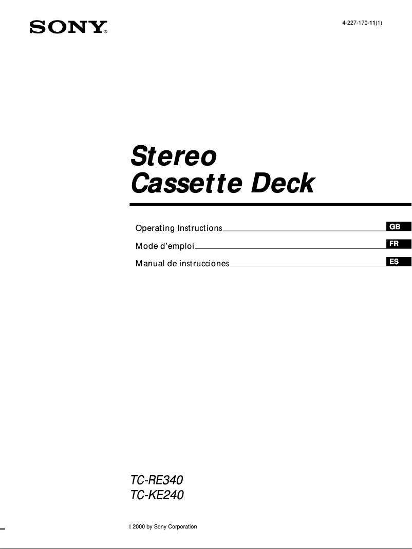 Page 1 of the manual User Manual Sony TC-KE240