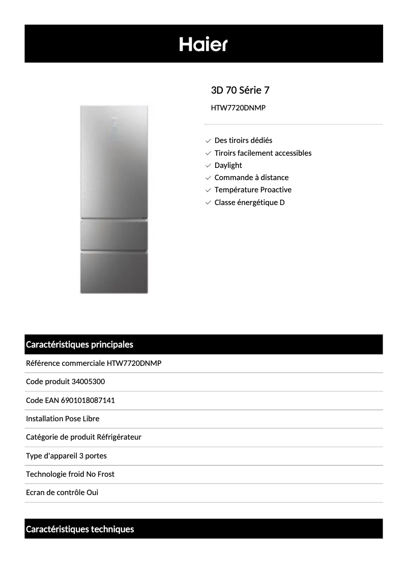 First page image of the manual for HTW7720DNMP