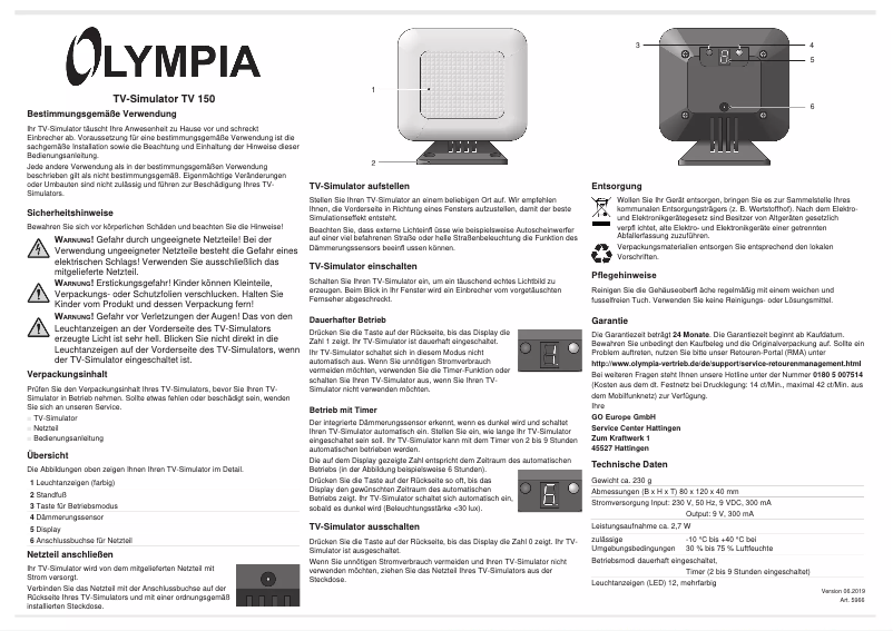 First page image of the manual for TV 150