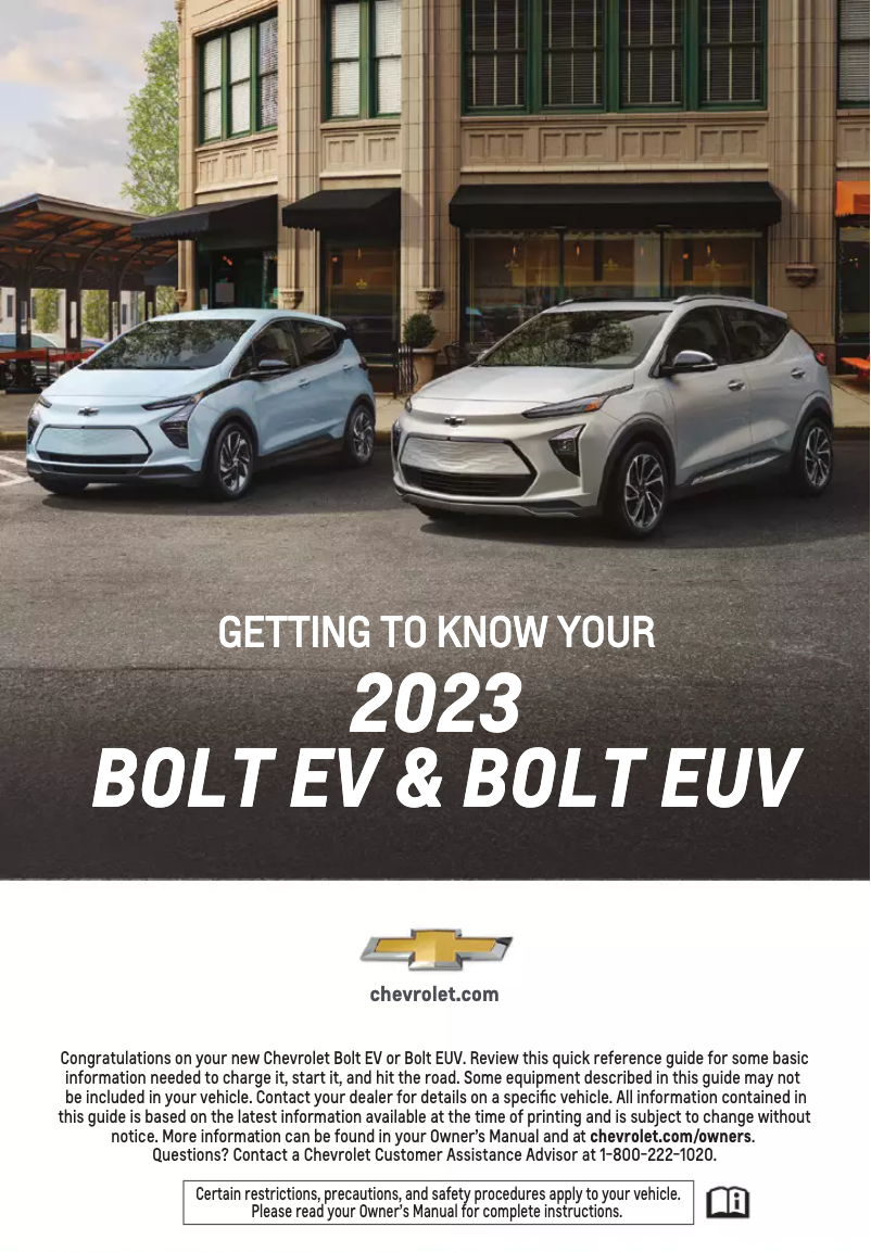 Page 1 of the manual Quick Start Guide Chevrolet Bolt EUV (2023)