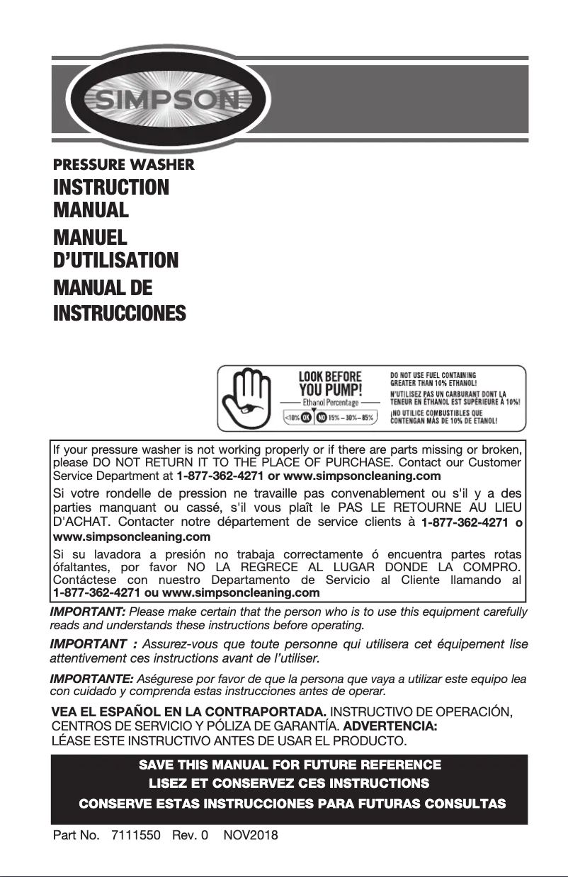Page 1 of the manual User Manual Simpson Megashot MS61001-S