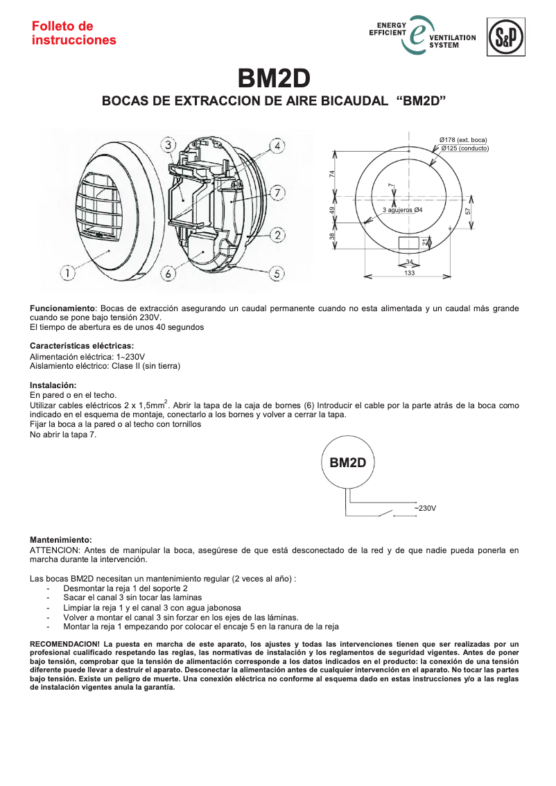 Page 1 of the manual User Manual Soler & Palau BM2D