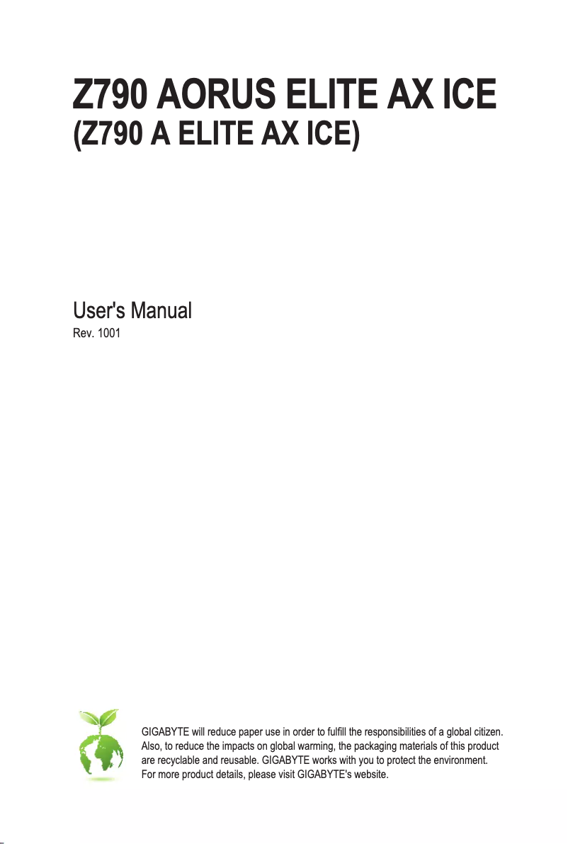 Page 1 of the manual User Manual Gigabyte Z790 AORUS ELITE AX ICE