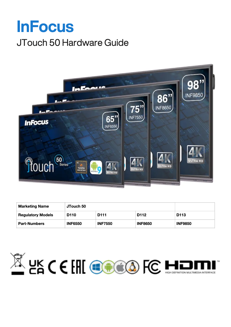 First page image of the manual for JTouch 50 INF9850