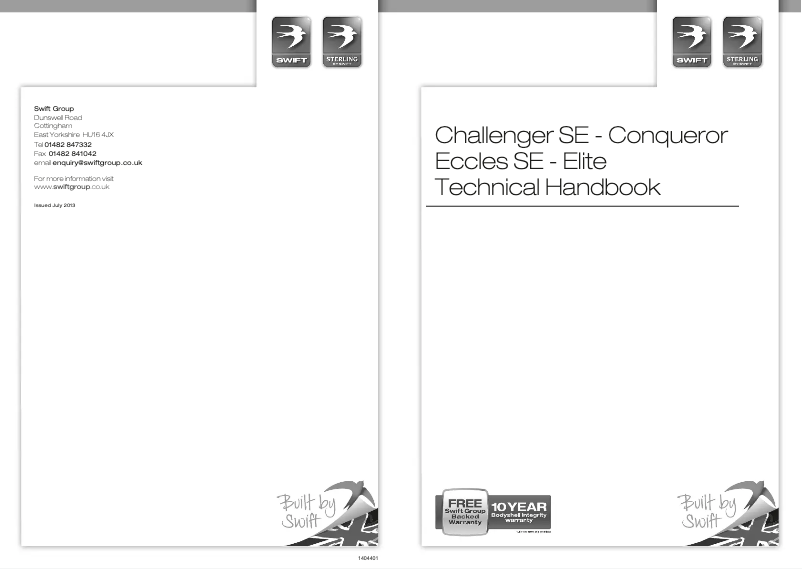 Page 1 of the manual User Manual Swift Elite (2014)