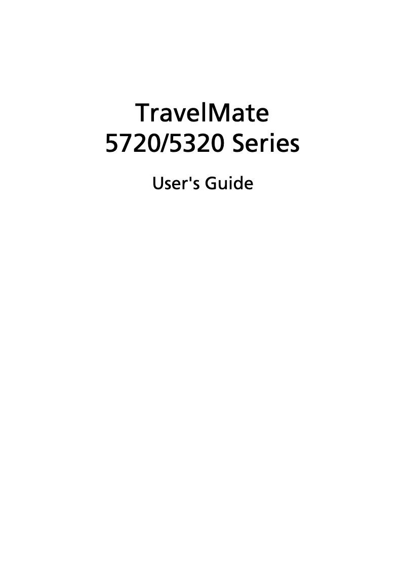 First page image of the manual for TravelMate 5720G