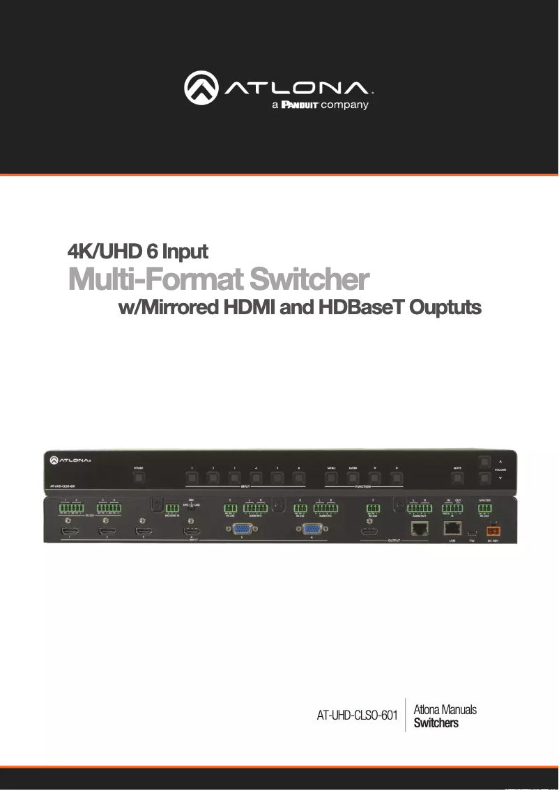 Page 1 of the manual User Manual Atlona AT-UHD-CLSO-601