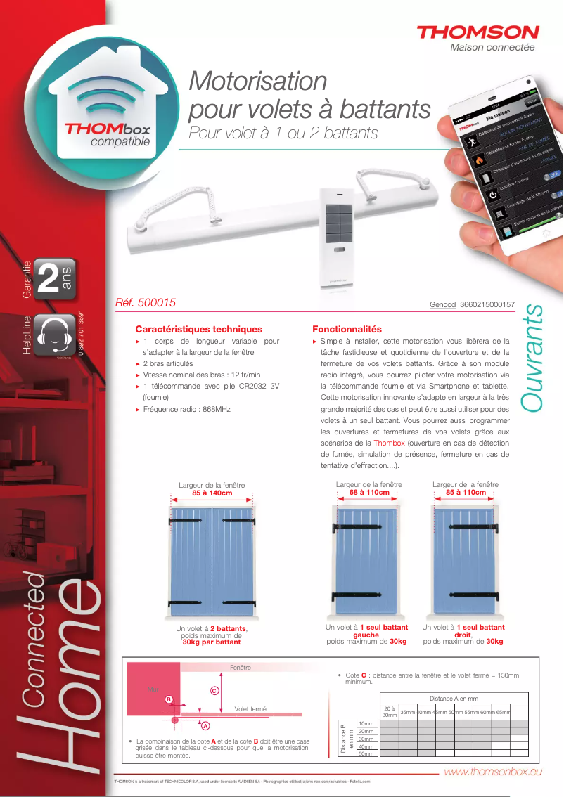 Page 1 of the manual Technical Sheet Thomson 500015