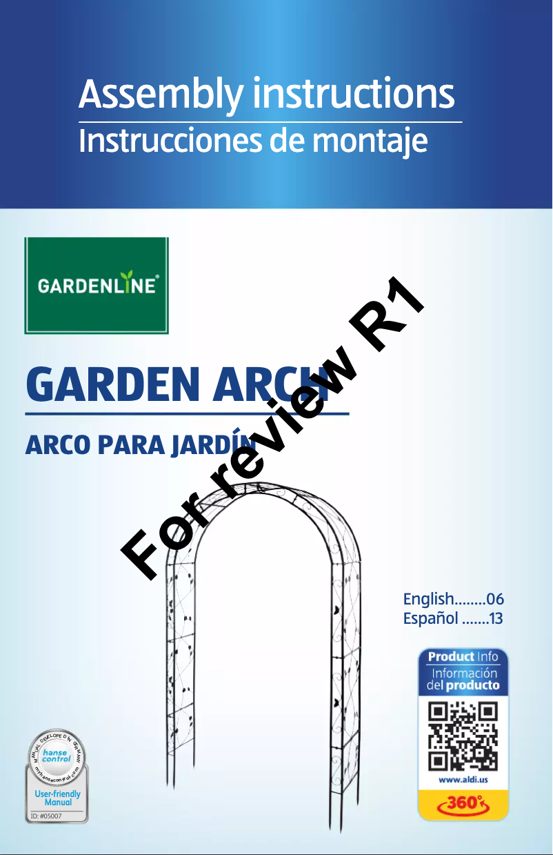 First page image of the manual for Garden Arch 94137