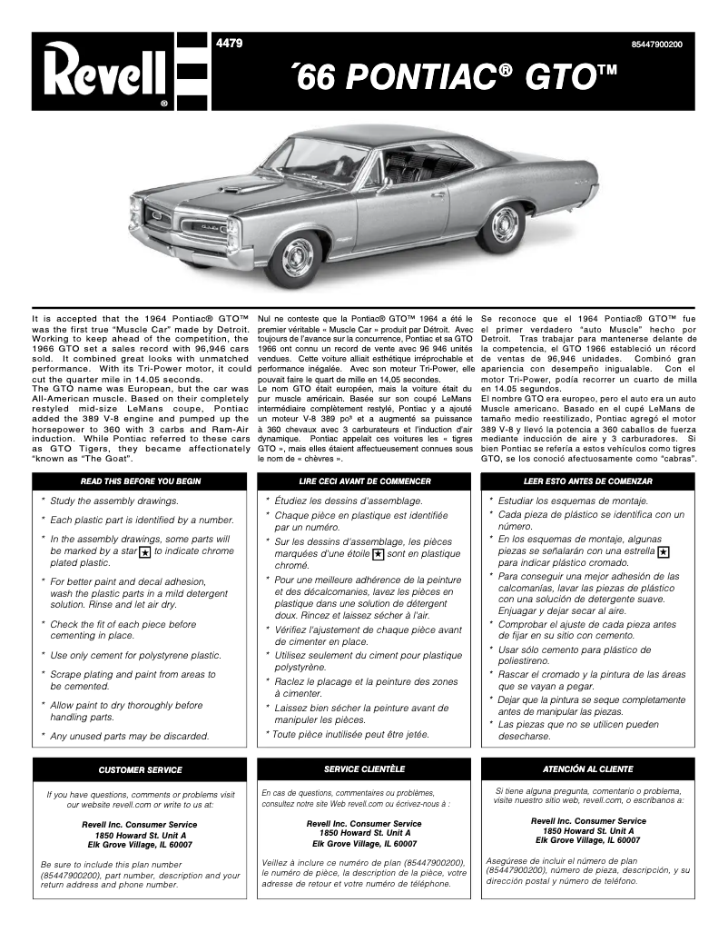 Page 1 of the manual User Manual Revell '66 Pontiac GTO
