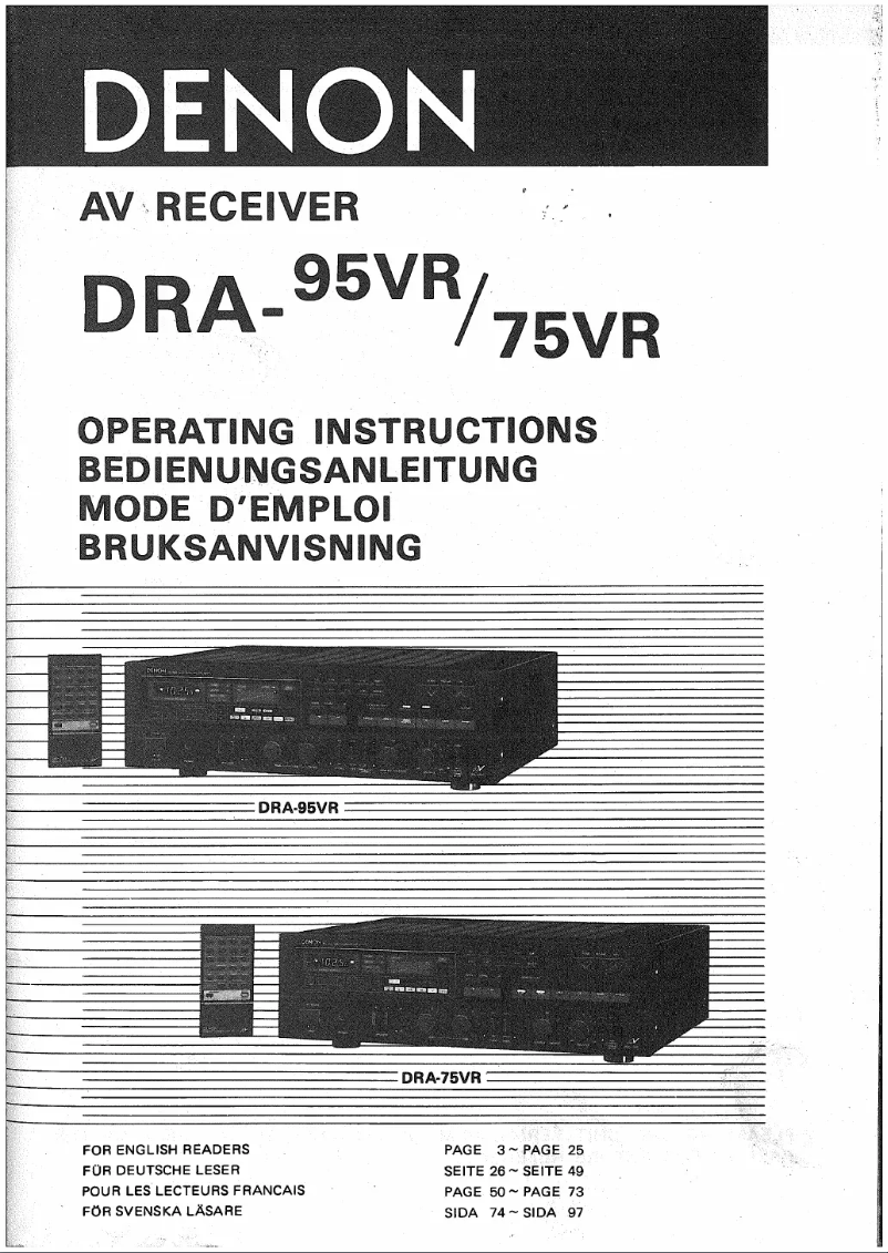 Page 1 of the manual User Manual Denon DRA-95VR
