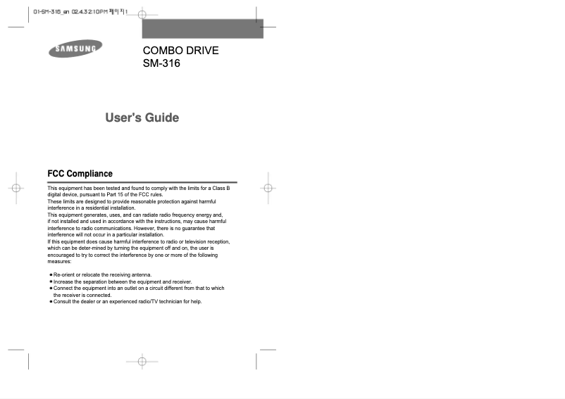 Page 1 of the manual User Manual Samsung SM-316