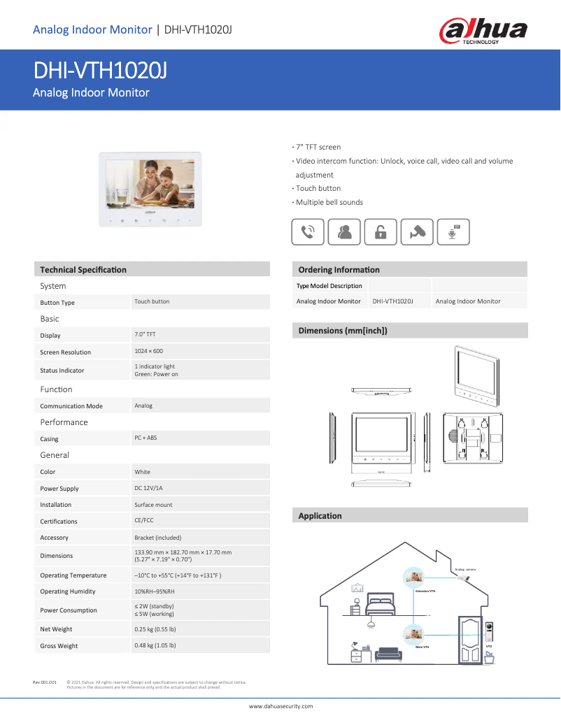First page image of the manual for VTH1020J