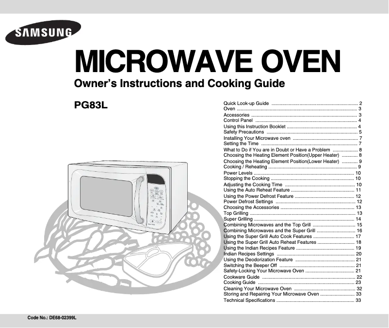 Page 1 of the manual User Manual Samsung PG83L