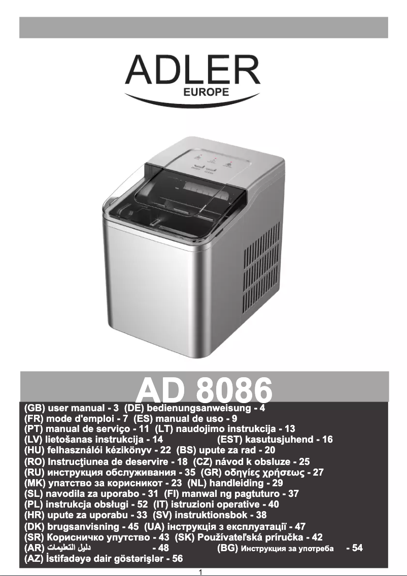 First page image of the manual for AD 8086