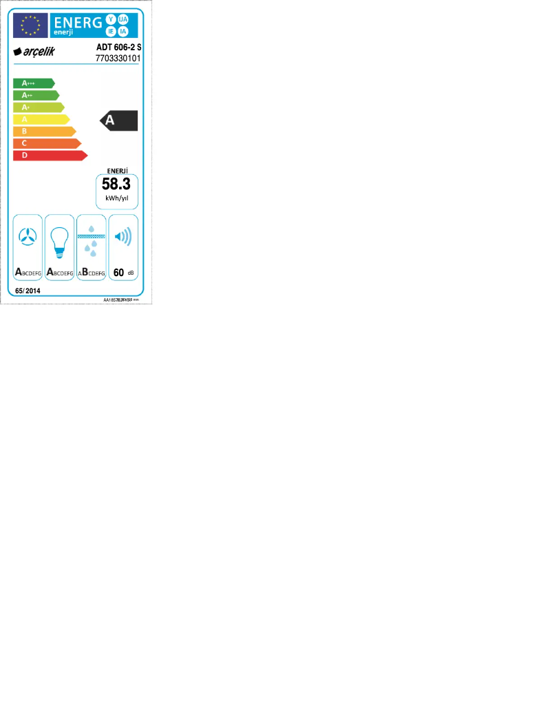 Page 1 of the manual Energy Label Arçelik ADT 606-2 S