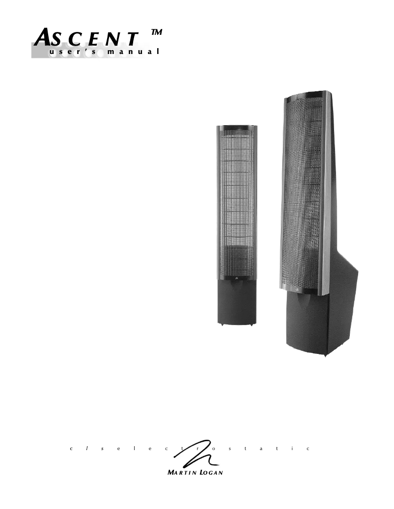 Page 1 of the manual User Manual Martin Logan Ascent