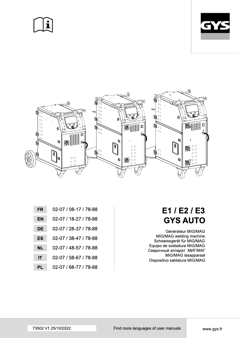 First page image of the manual for Auto E2