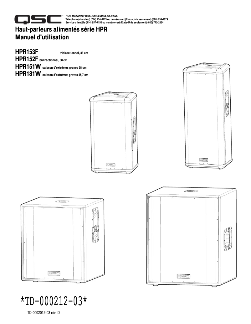 First page image of the manual for HPR151W