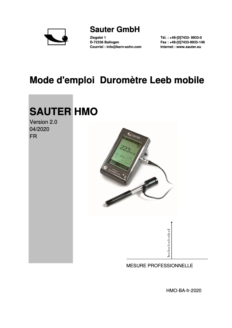 Page 1 of the manual User Manual Kern HMO