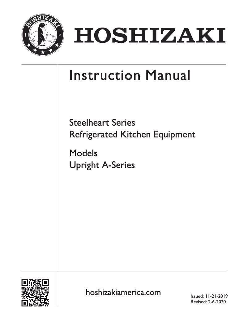 Page 1 of the manual Installation Guide Hoshizaki Commercial CR2S-FS