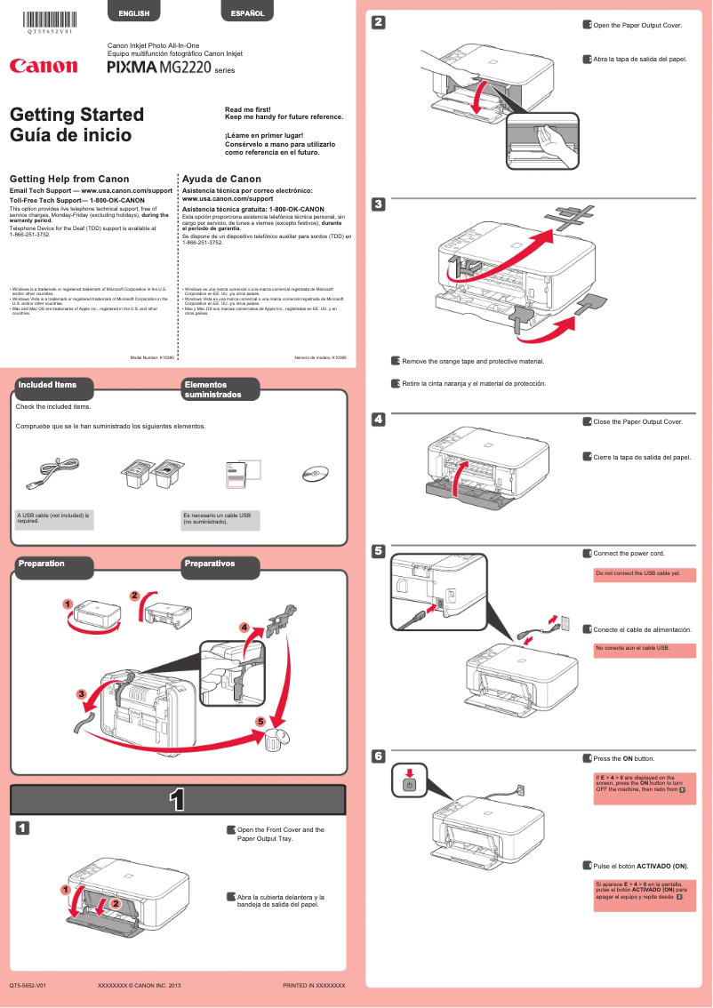 Page 1 of the manual User Manual Canon Pixma MG2220