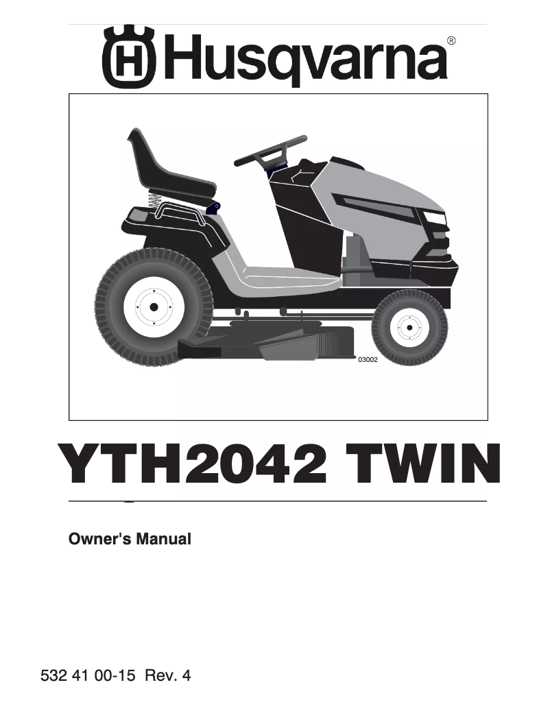 Page 1 of the manual User Manual Husqvarna YTH2042 Twin