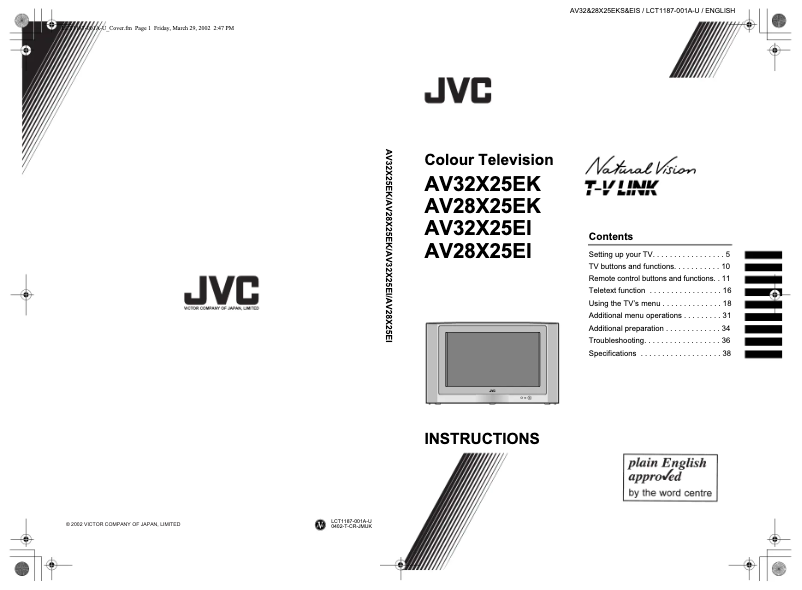 First page image of the manual for AV32X25EI