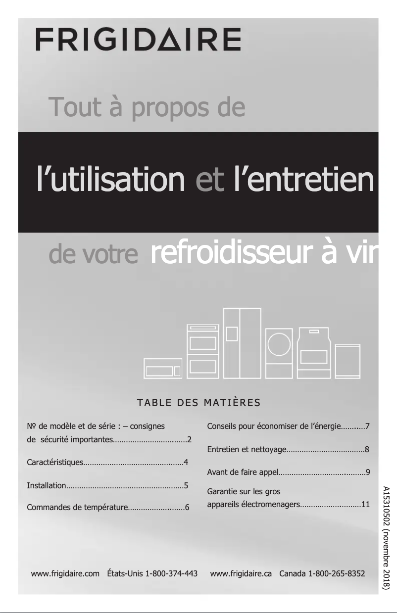 First page image of the manual for FFWC0622US