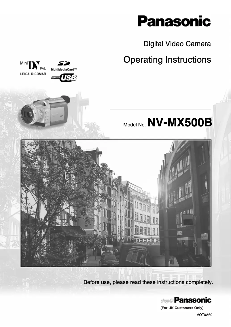 Page 1 of the manual User Manual Panasonic NV-MX500B