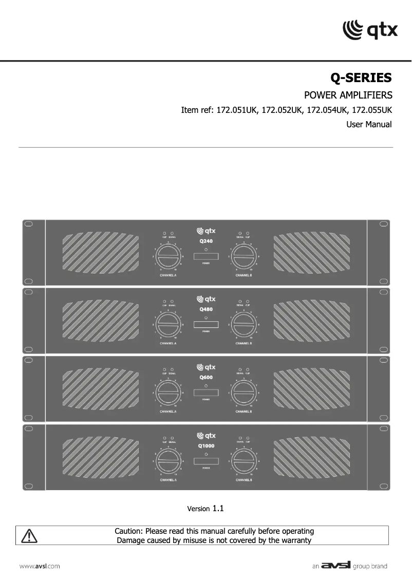 First page image of the manual for Q1000