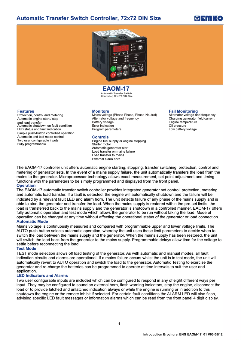 Page 1 of the manual User Manual Emko EAOM-17