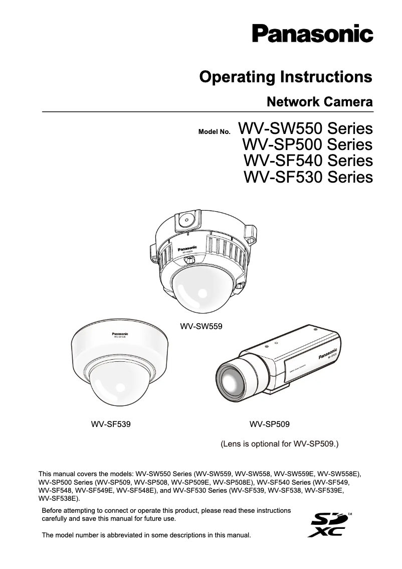 First page image of the manual for WV-SW550