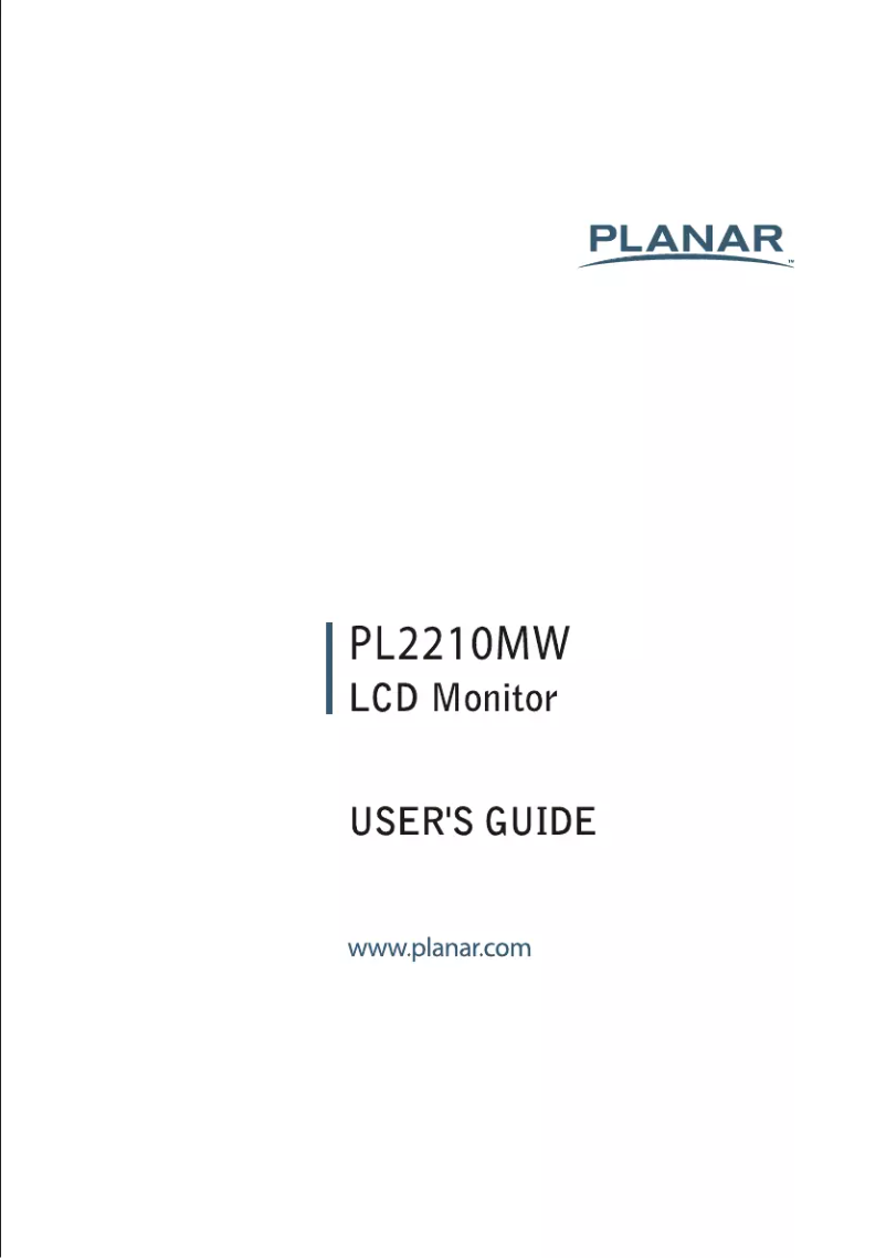 Page 1 of the manual User Manual Planar PL2210MW