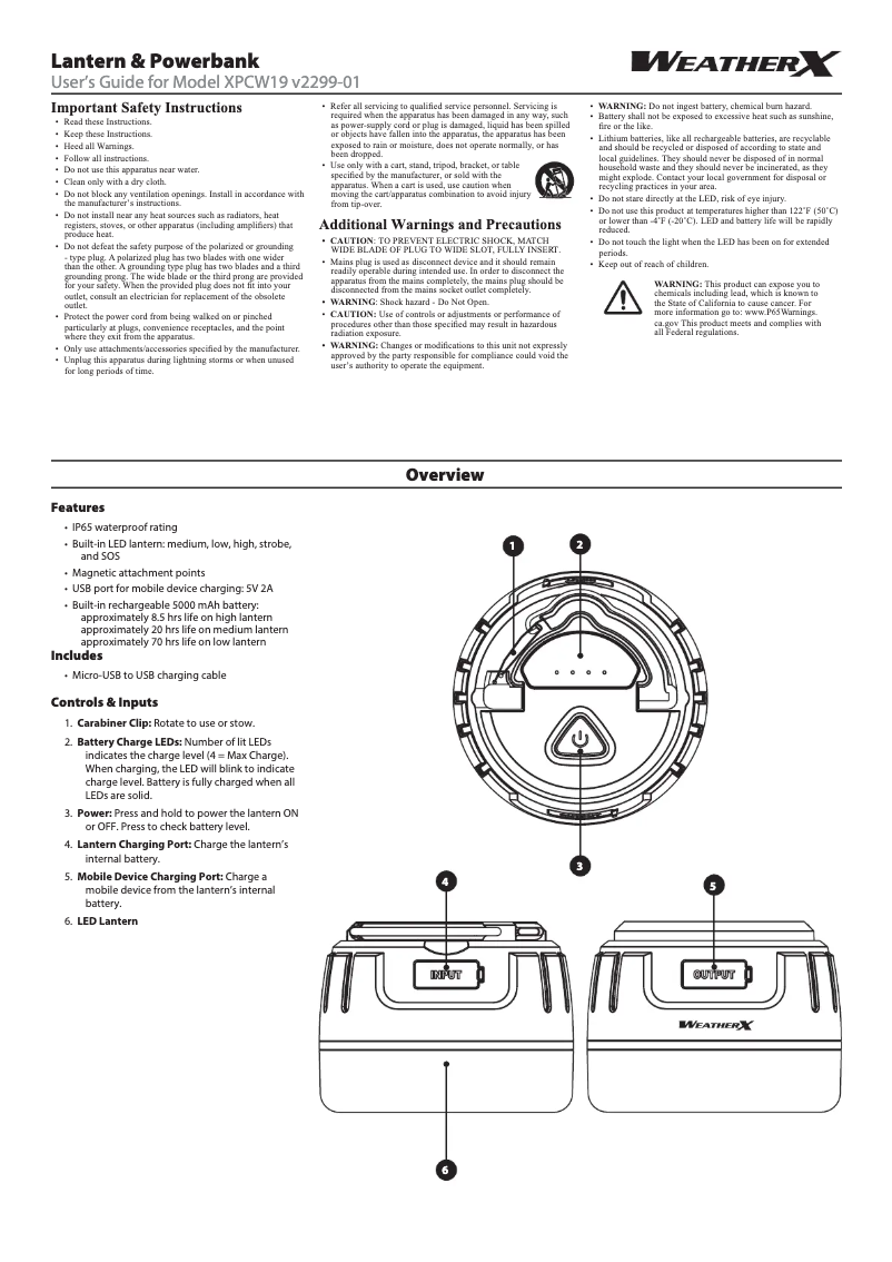 Page 1 of the manual User Manual GPX XPCW19