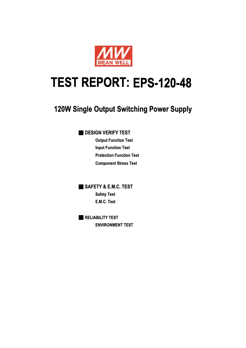 Page 1 of the manual Technical Sheet Mean Well EPS-120-48