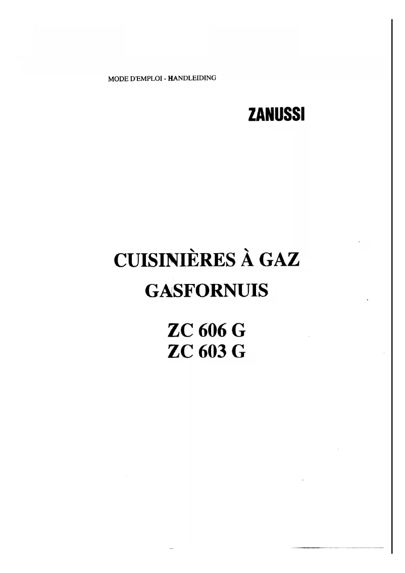 Page 1 of the manual User Manual Zanussi ZC 606 GE